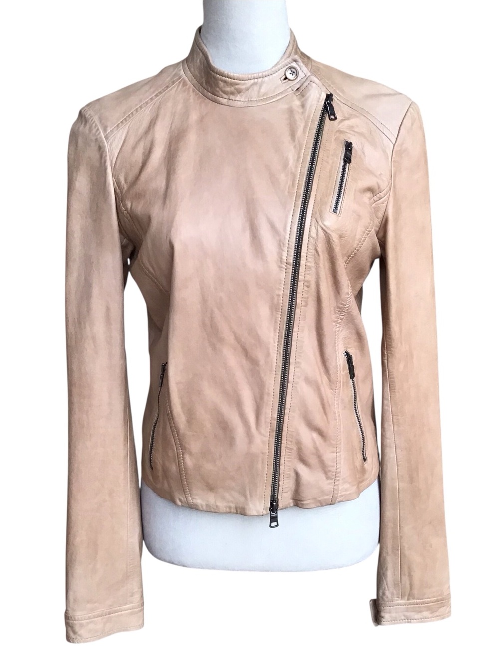 Armani Exchange Tan 100% Lambswool Full Zip Jacket Size Medium